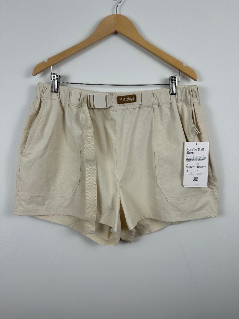 Halfdays Rosalie Trail Shorts XL Oatmilk Belted Hiking NWT